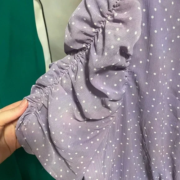 Lavender Polka Dot Peplum Top - Picture 5 of 6